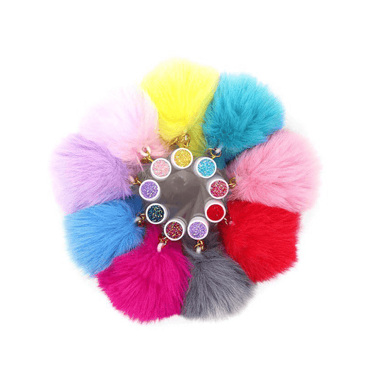 Diamond Disposable Eyelash Brushes and Mscara Wand with Key Ring and Spoolies Pompoms