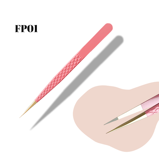 FP01-Fiber Tip Peach Lash Tweezers