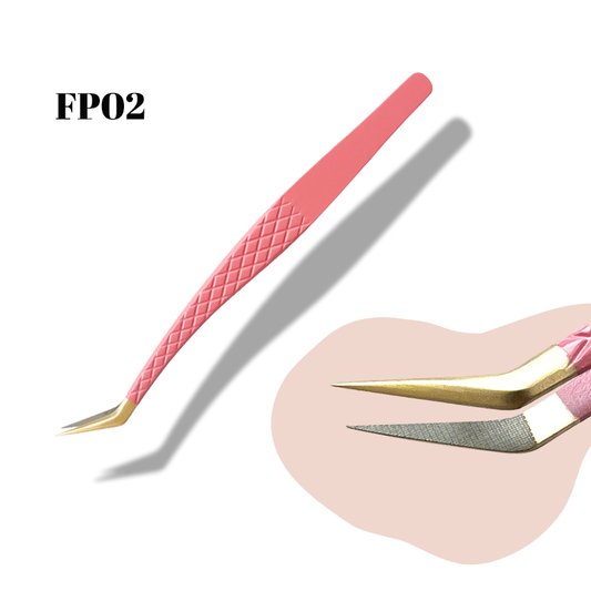 FP02-Fiber Tip Peach Lash Tweezers
