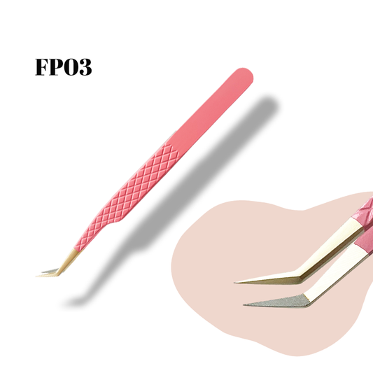 FP03-Fiber Tip Peach Lash Tweezers