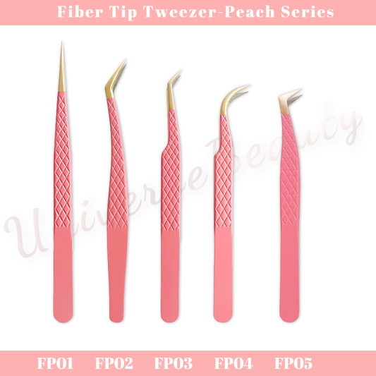 Fiber Tip Peach Tweezer Kit For Eyelash Extensions